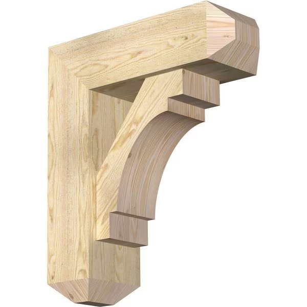 Merced Craftsman Rough Sawn Bracket w/ Offset Brace, Douglas Fir, 8